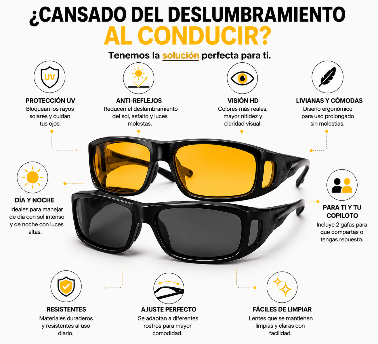 HD VISION - Gafas De Conducción 2x1 Dia Y Noche