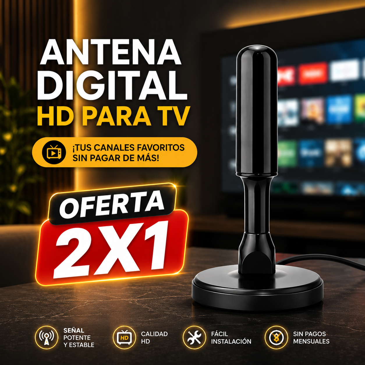 Antena Digital Full HD 4K (Oferta 2x1)